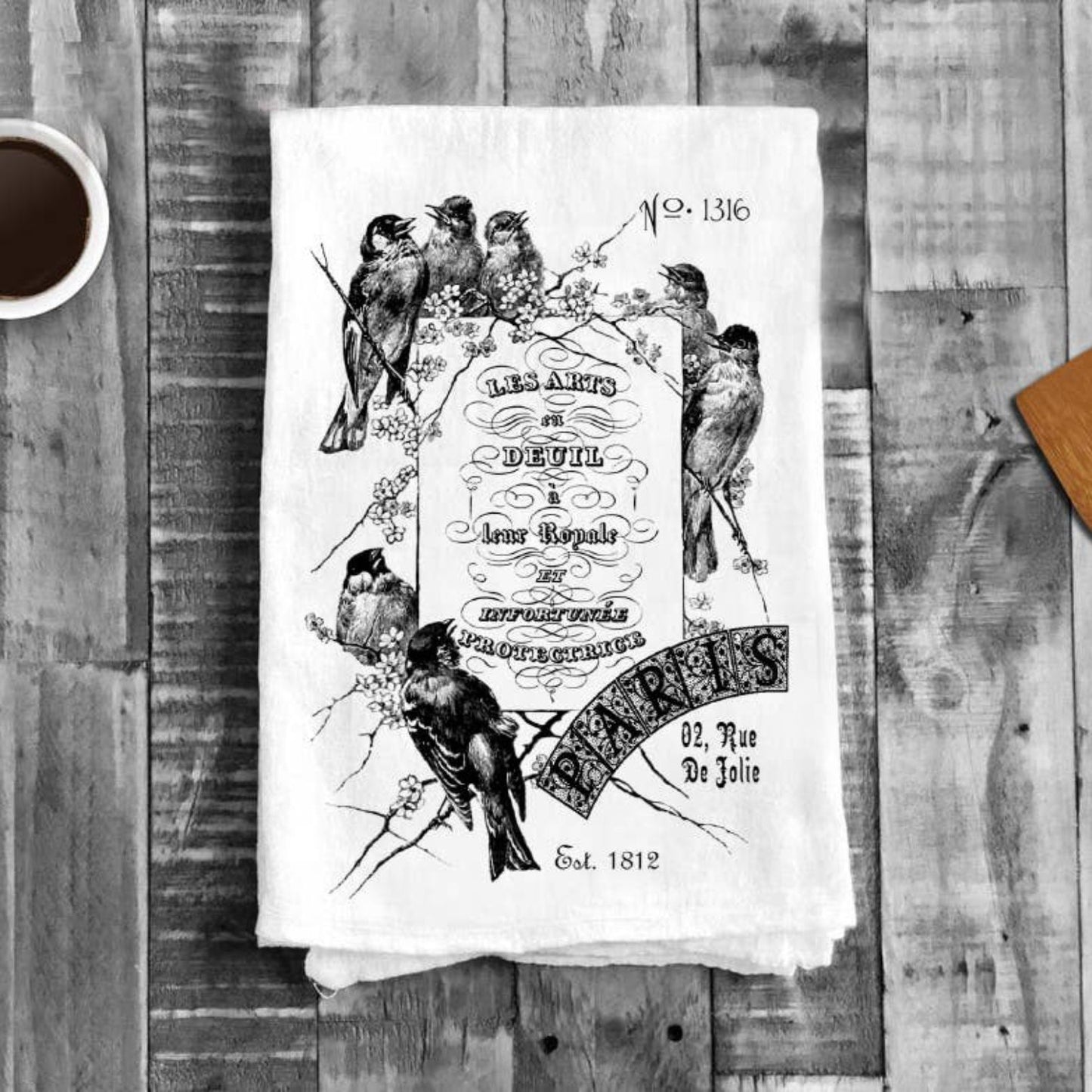 Birds Paris Les Arts, Cotton Tea Towels