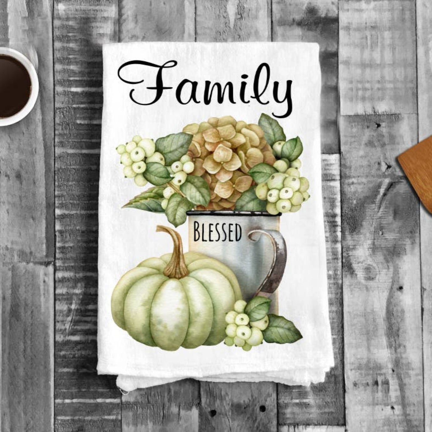 Fall Autumn Family Pumpkin Cotton Tea Towels Kitchen