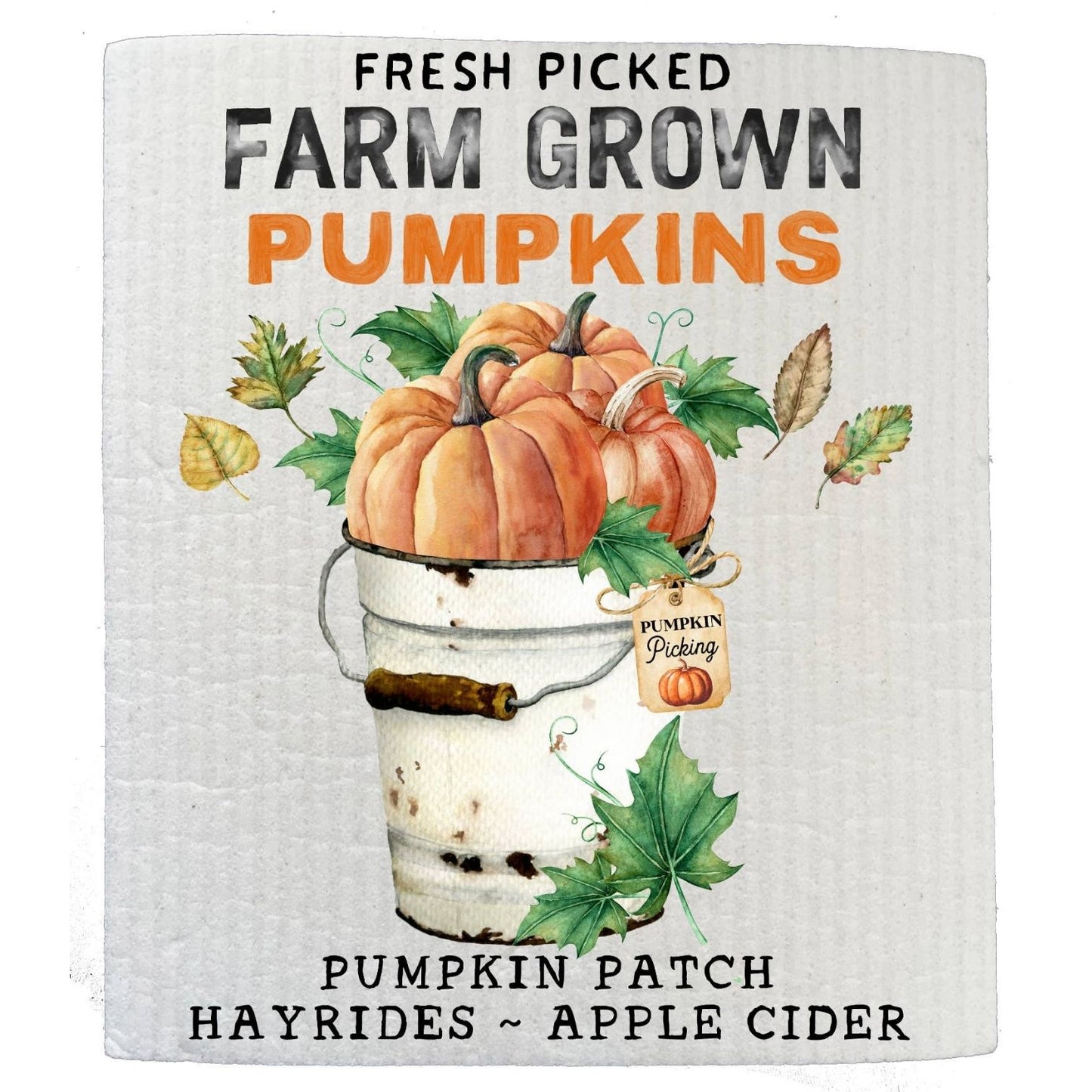 Fall Autumn Pumpkin Picking Farmer SWEDISH DISH CLOTH