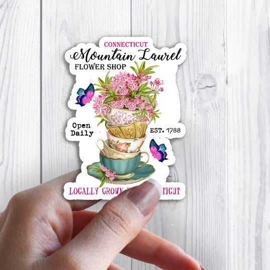 Connecticut State Flower Mountain Laurel Souvenir Sticker