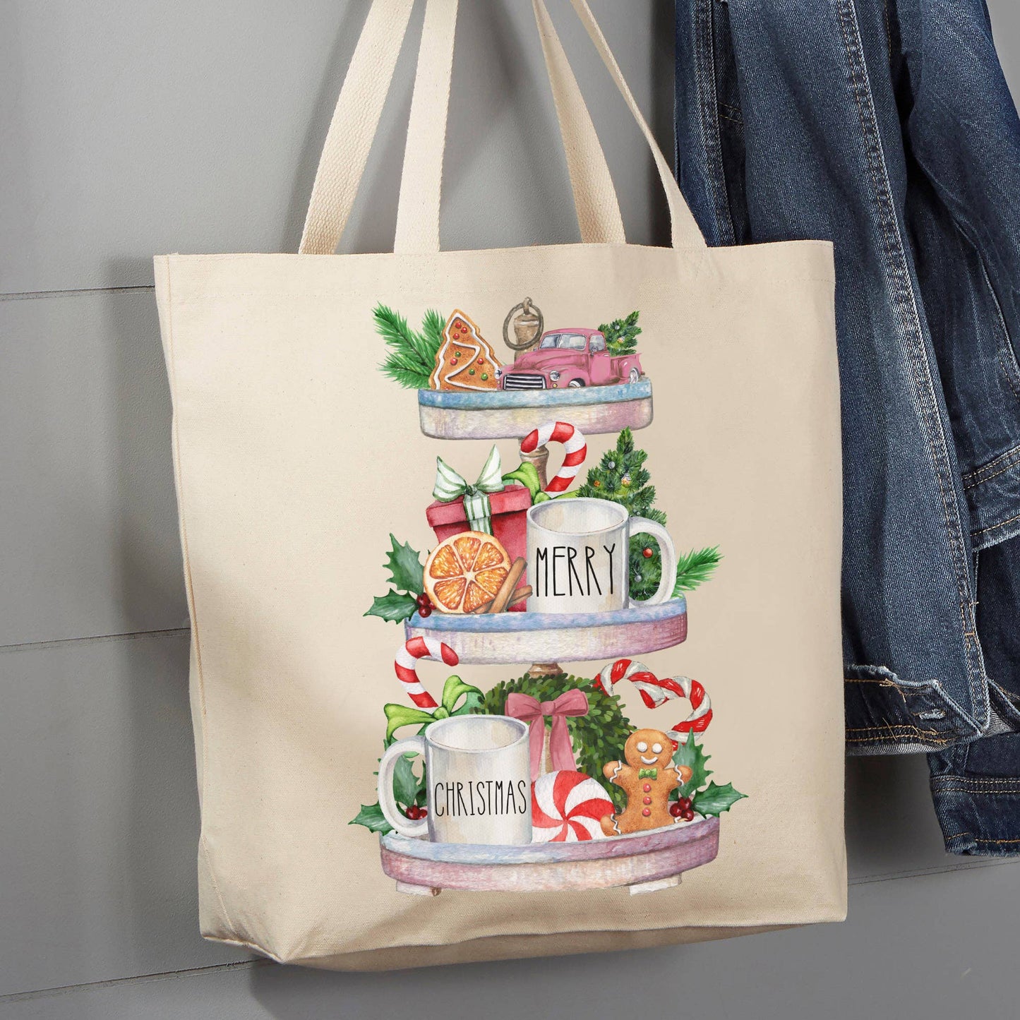 Merry Christmas Treats Festive, 12 oz Tote Bag