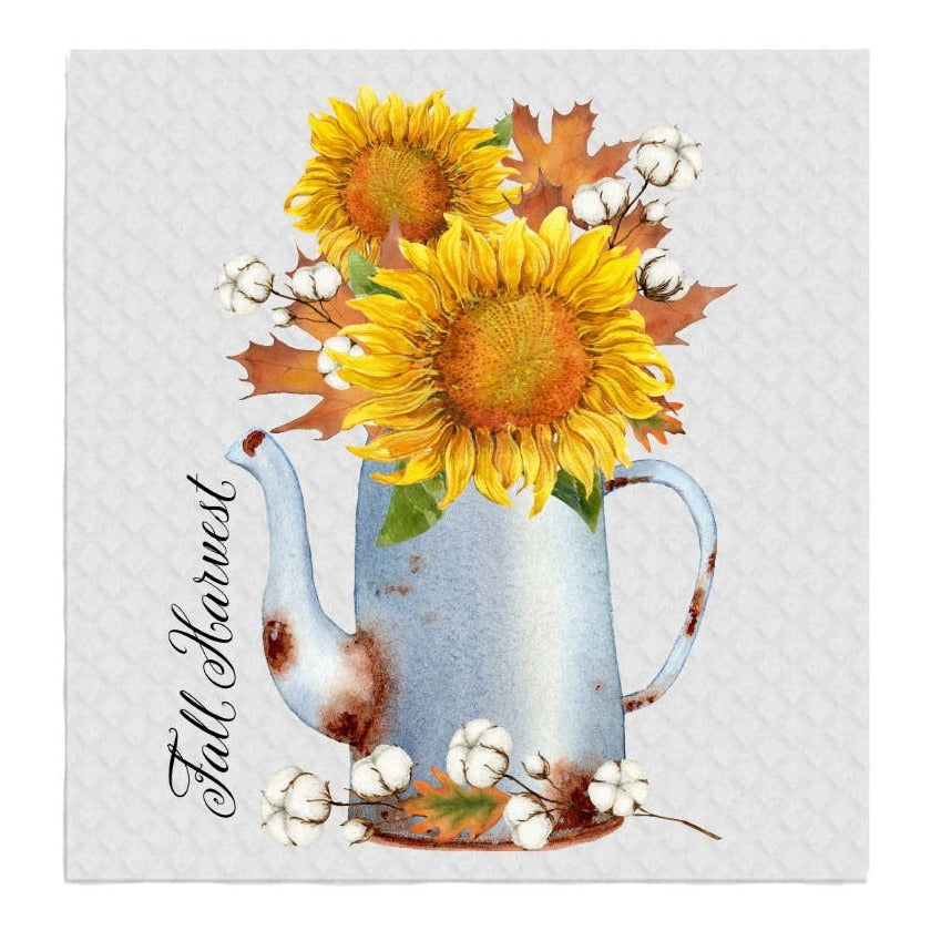 Fall Harvest Autumn Sunflowers SWEDISH DISH CLOTHS Kitchen