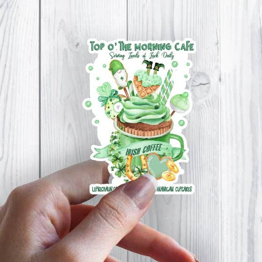 St Patricks Day Irish Coffee Waterproof Vinyl Sticker