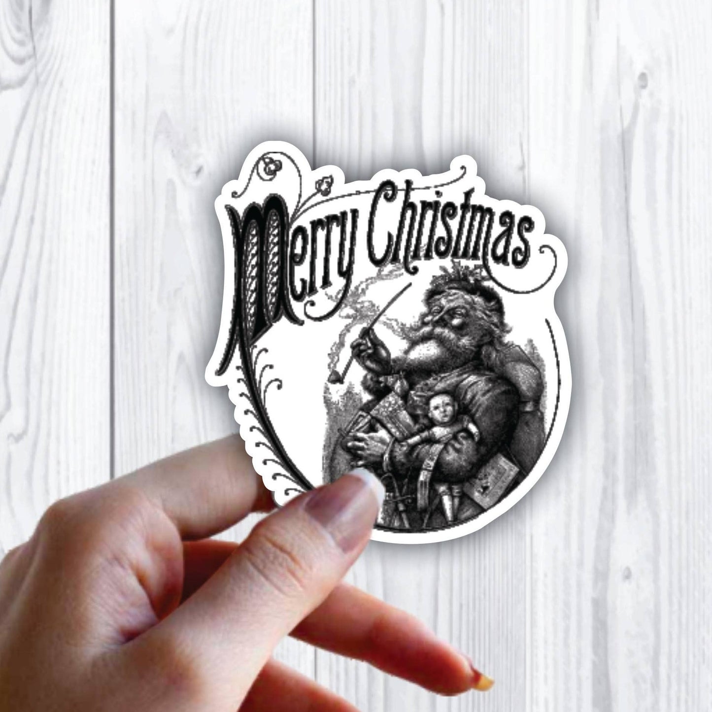 Merry Christmas Santa Antique Toys Sticker