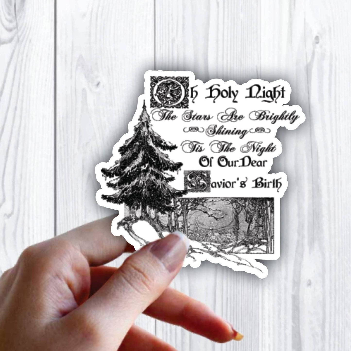 Oh Holy Night Song Christmas Tree Sticker