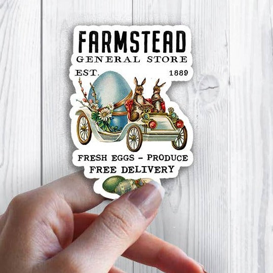 Easter Farm Fresh Eggs Bunny Waterproof Vinyl Sticker