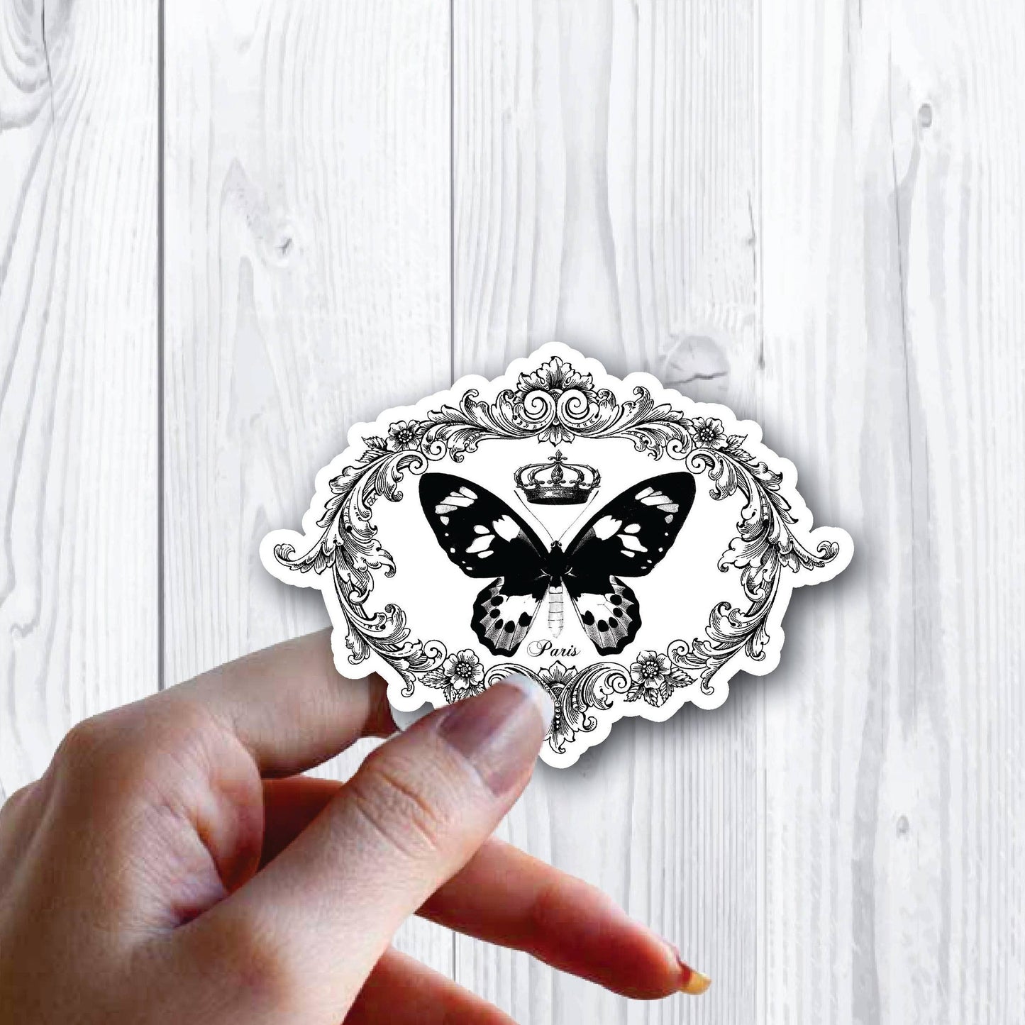 Butterfly Crown Wreath Fancy Sticker