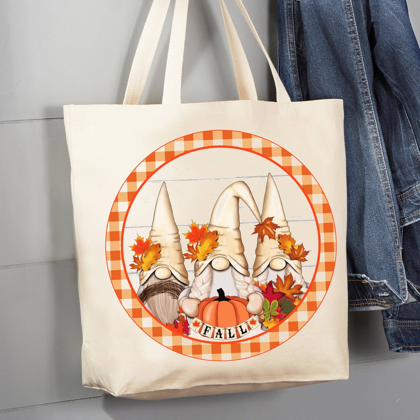 Fall Autumn Gnomes Pumpkins Market 12 oz Canvas Tote Bag