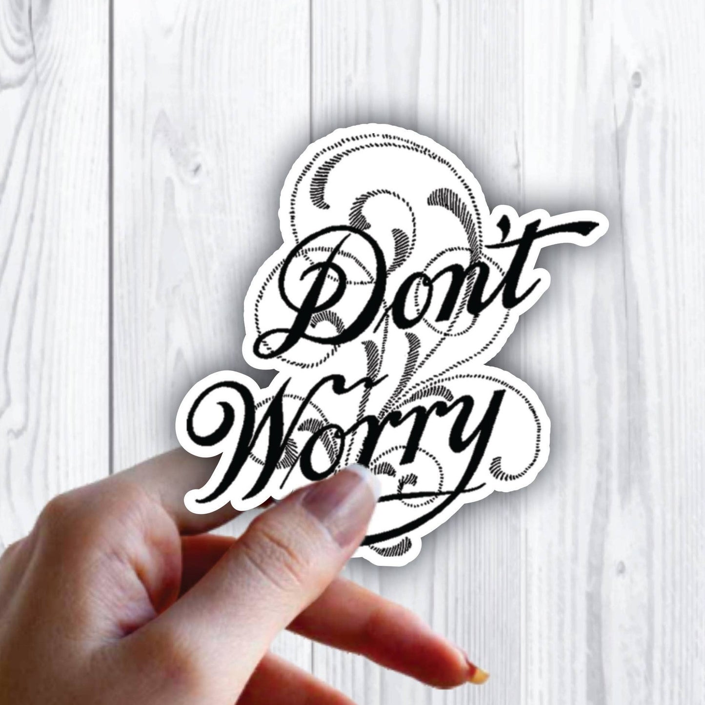 Don't Worry Fancy Feather Swirls Sticker