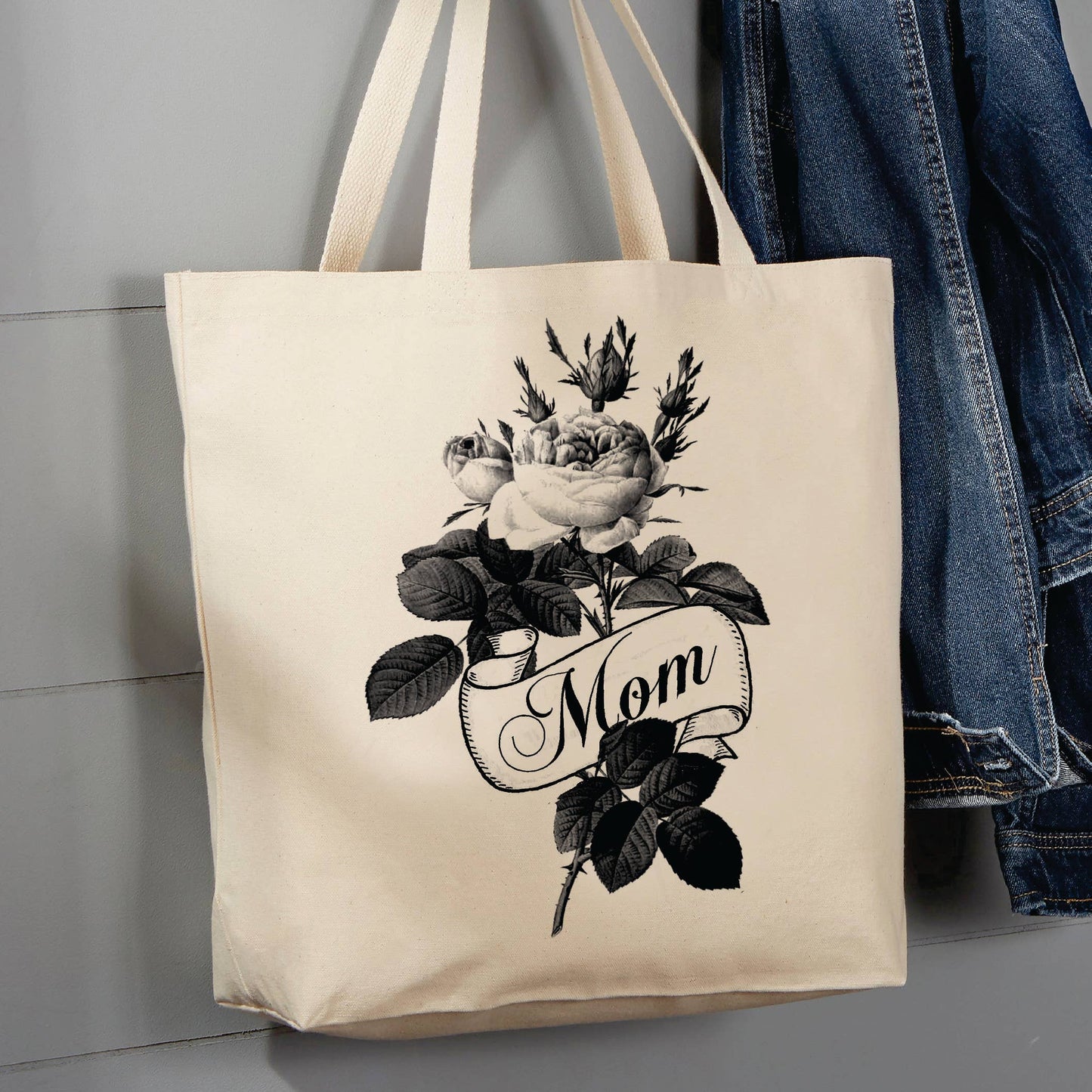 Roses Mom, Mothers Day, 12 oz Tote Bag
