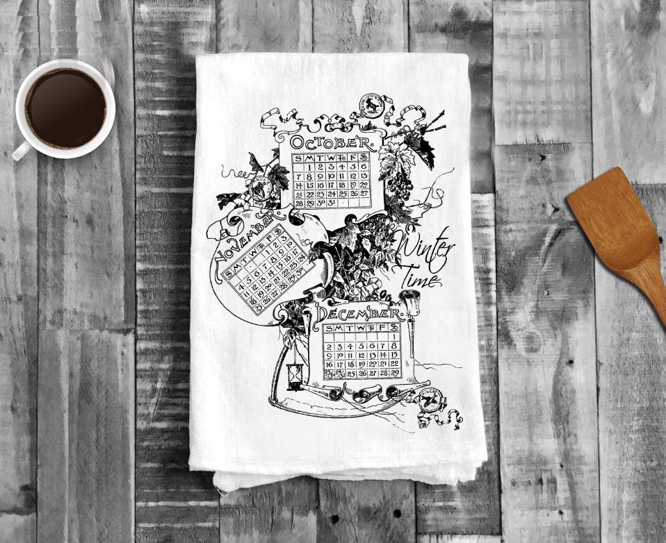 Fall Winter Calendars, Cotton Tea Towels
