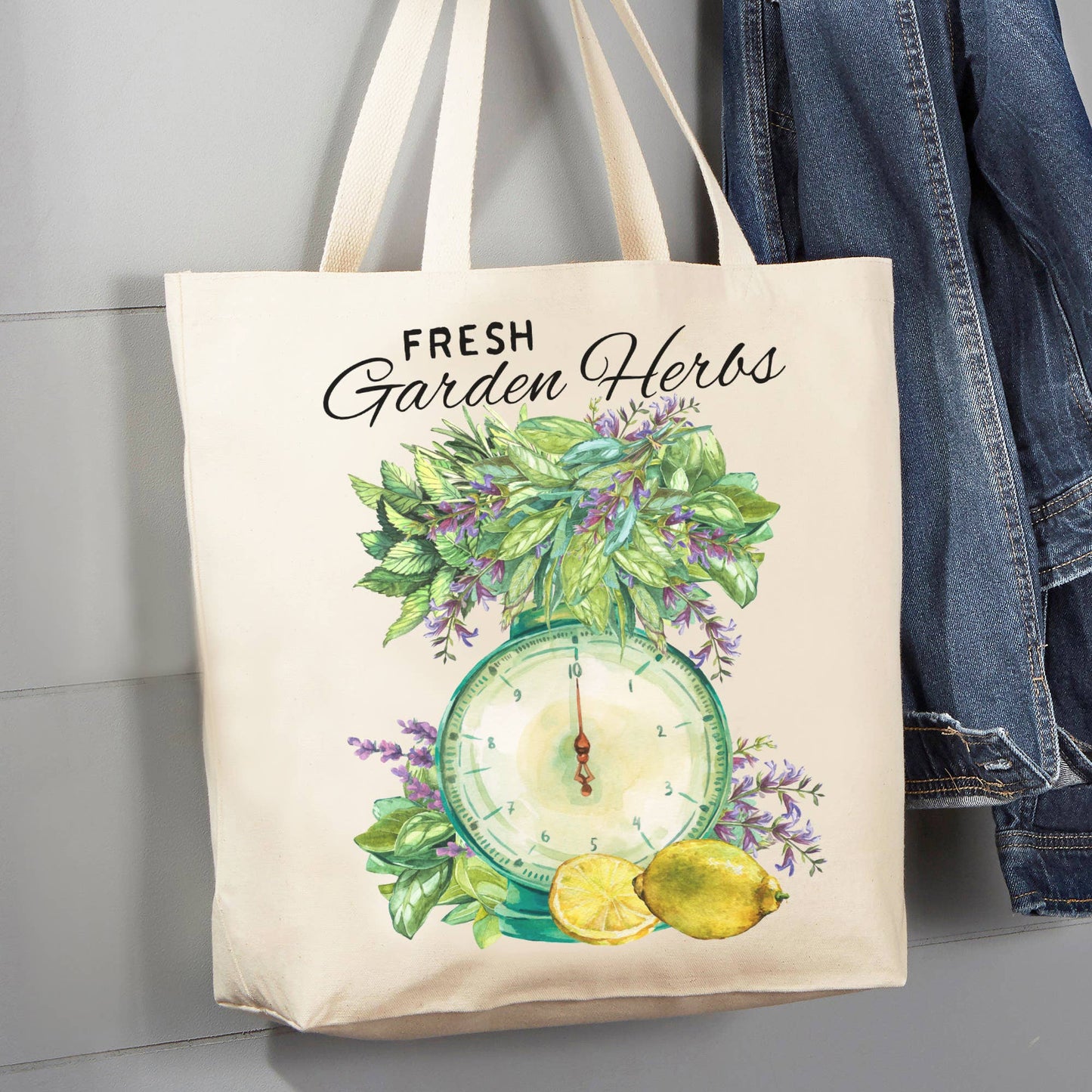 Modern Farmhouse Fresh Garden Herbs 12 oz Canvas Tote Bag