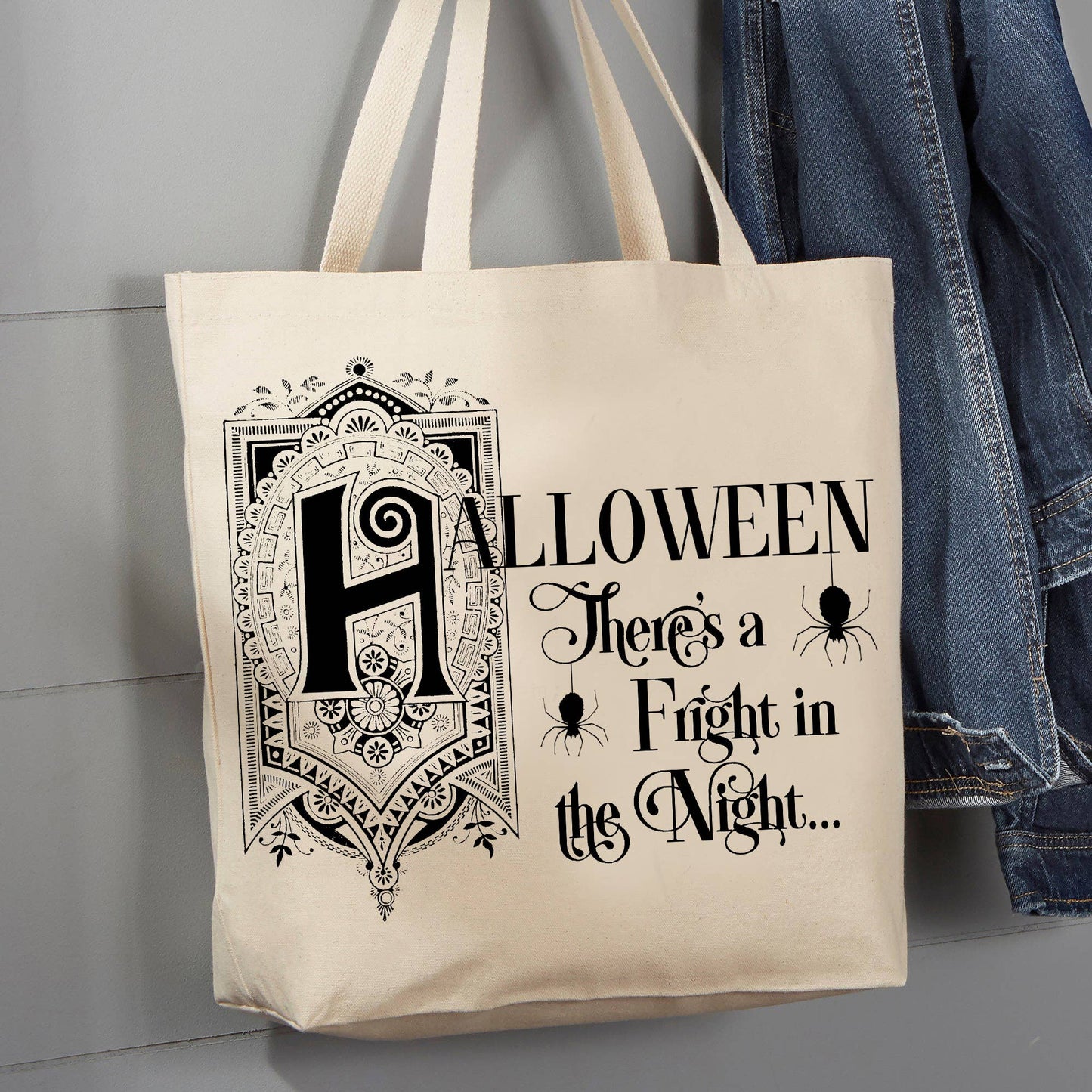 Halloween There's a Fright in the Night, 12 oz Tote Bag