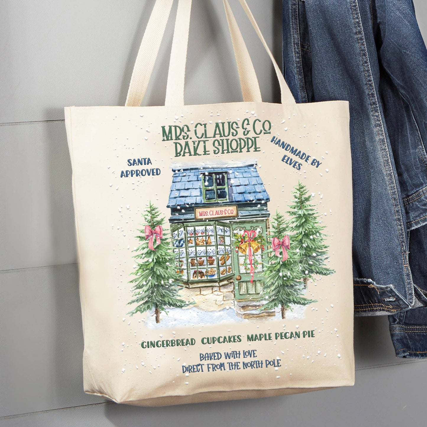 Christmas Mrs Claus Bake Shoppe 12 oz Canvas Tote Bag