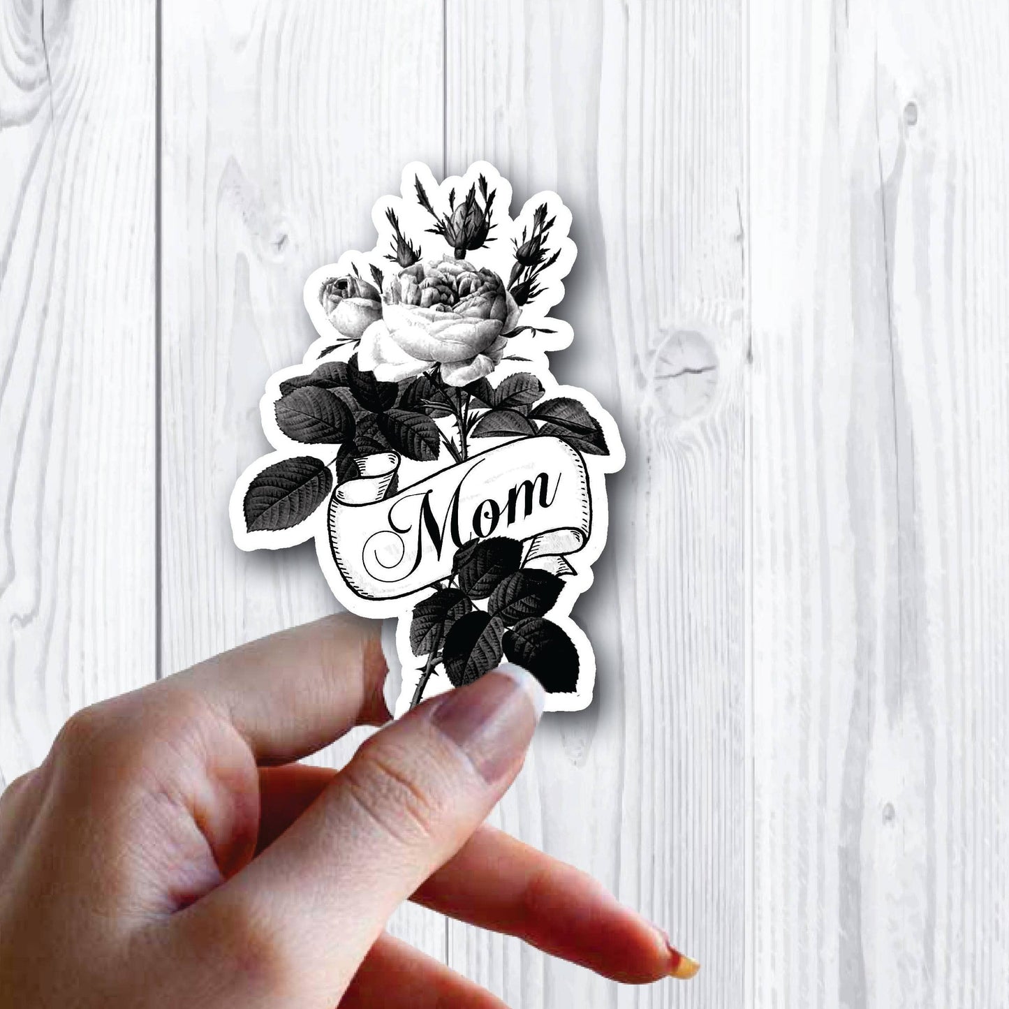Mom Flower Tattoo Script Fancy Sticker