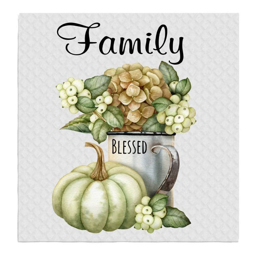 Family Fall Pumpkin Autumn SWEDISH DISH CLOTH Kitchen