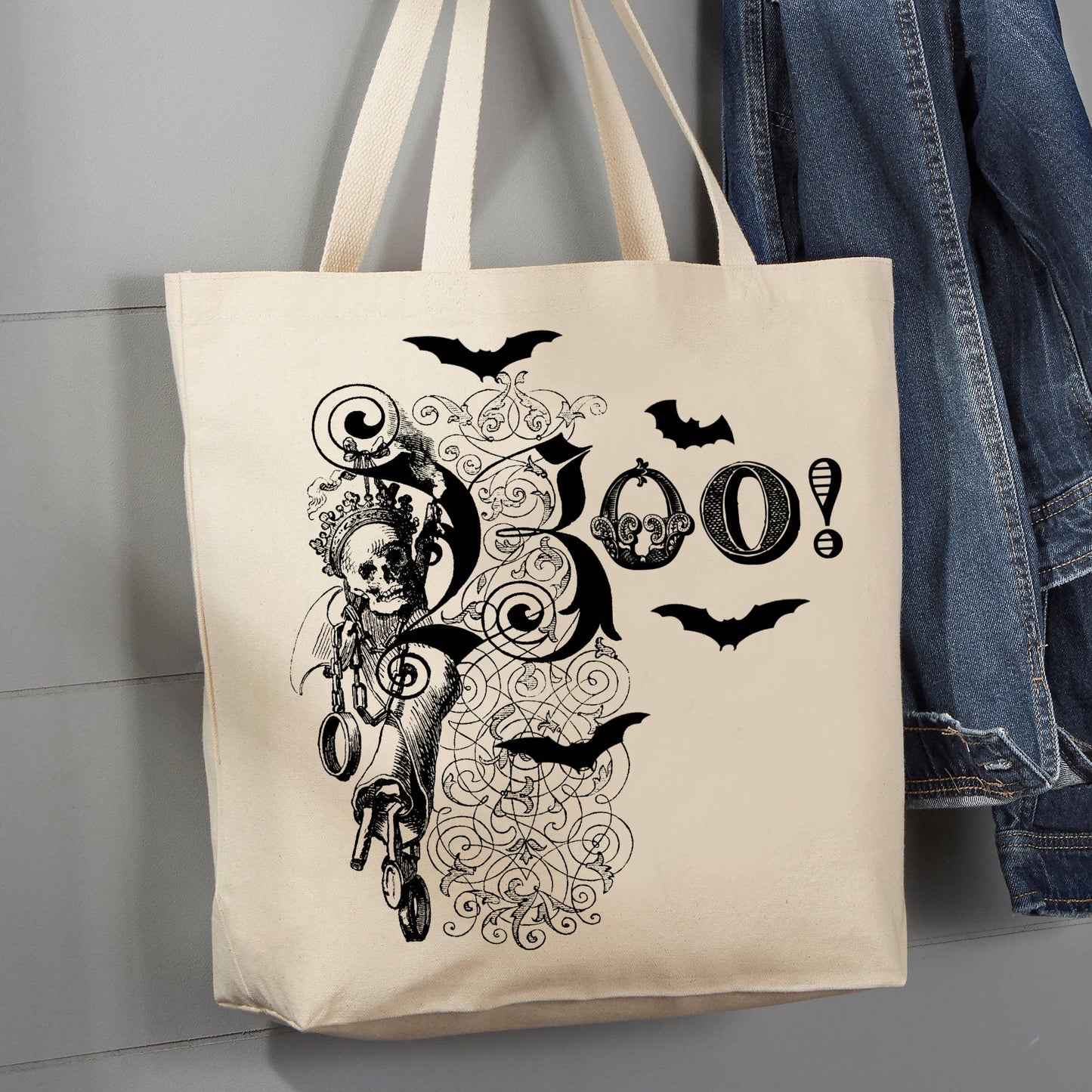 Boo Fancy Skeleton, 12 oz Tote Bag