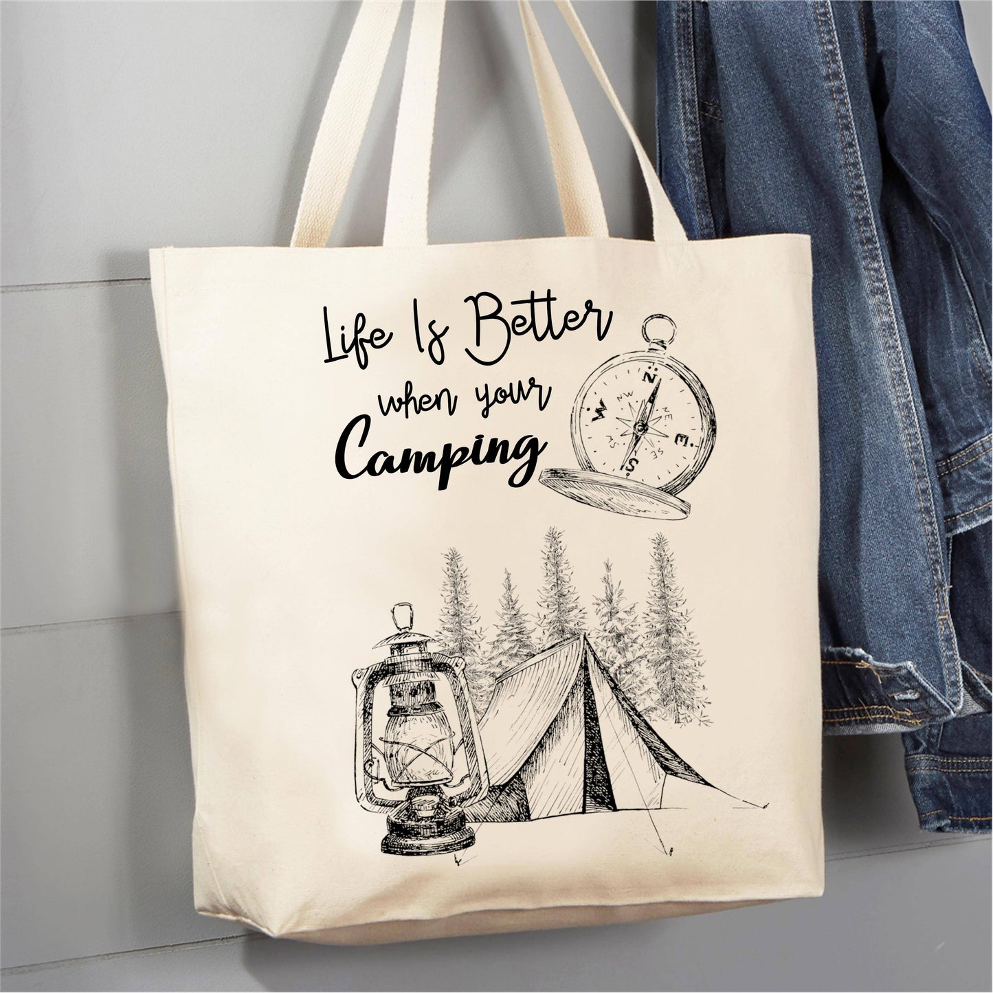 Life is better Camping 12 oz Canvas Tote Bag