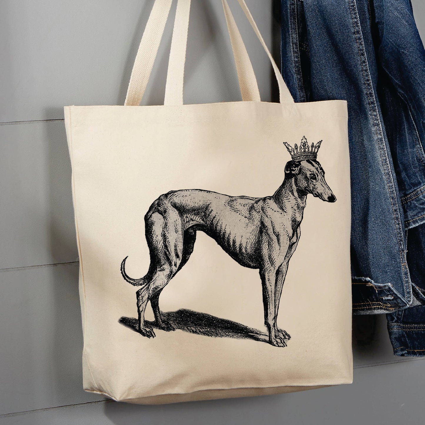 White Greyhound Dog Crown, 12 oz Tote Bag