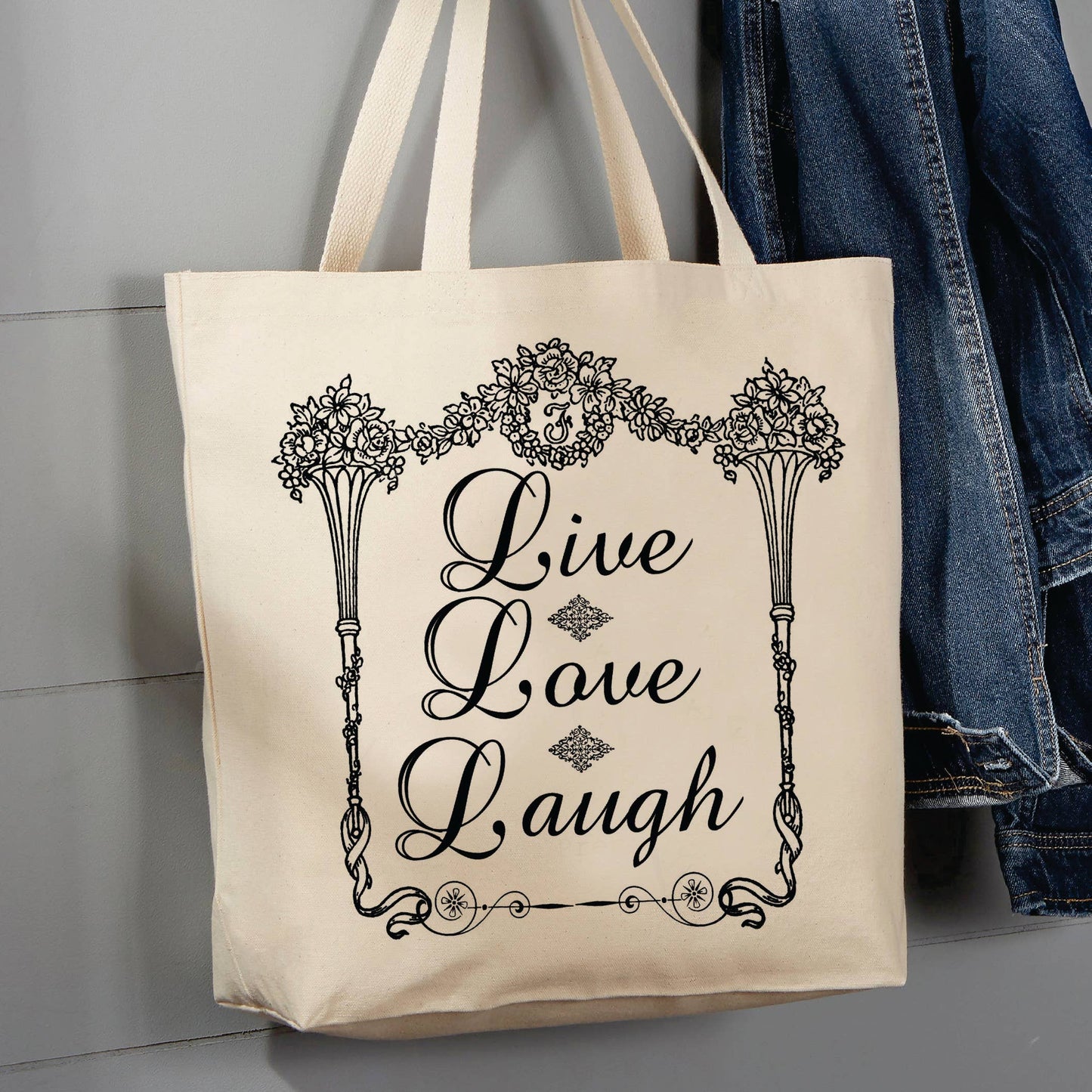 Live Love Laugh, 12 oz Tote Bag