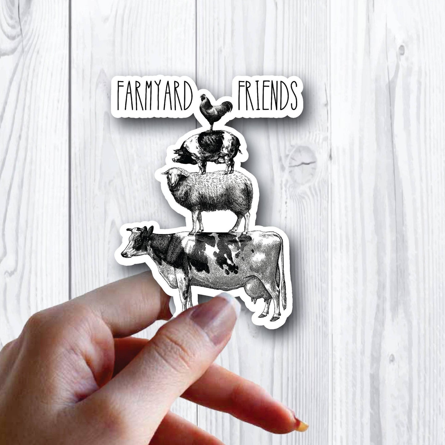 Farmyard Friends Chicken Cow Sheep Sticker