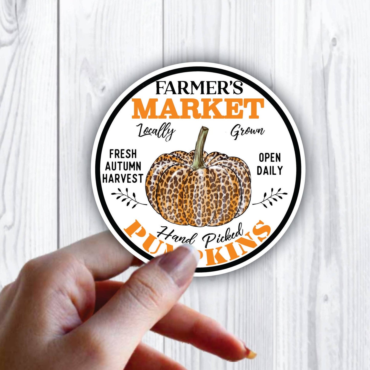 Fall Autumn Farm Leopard Pumpkin Sticker