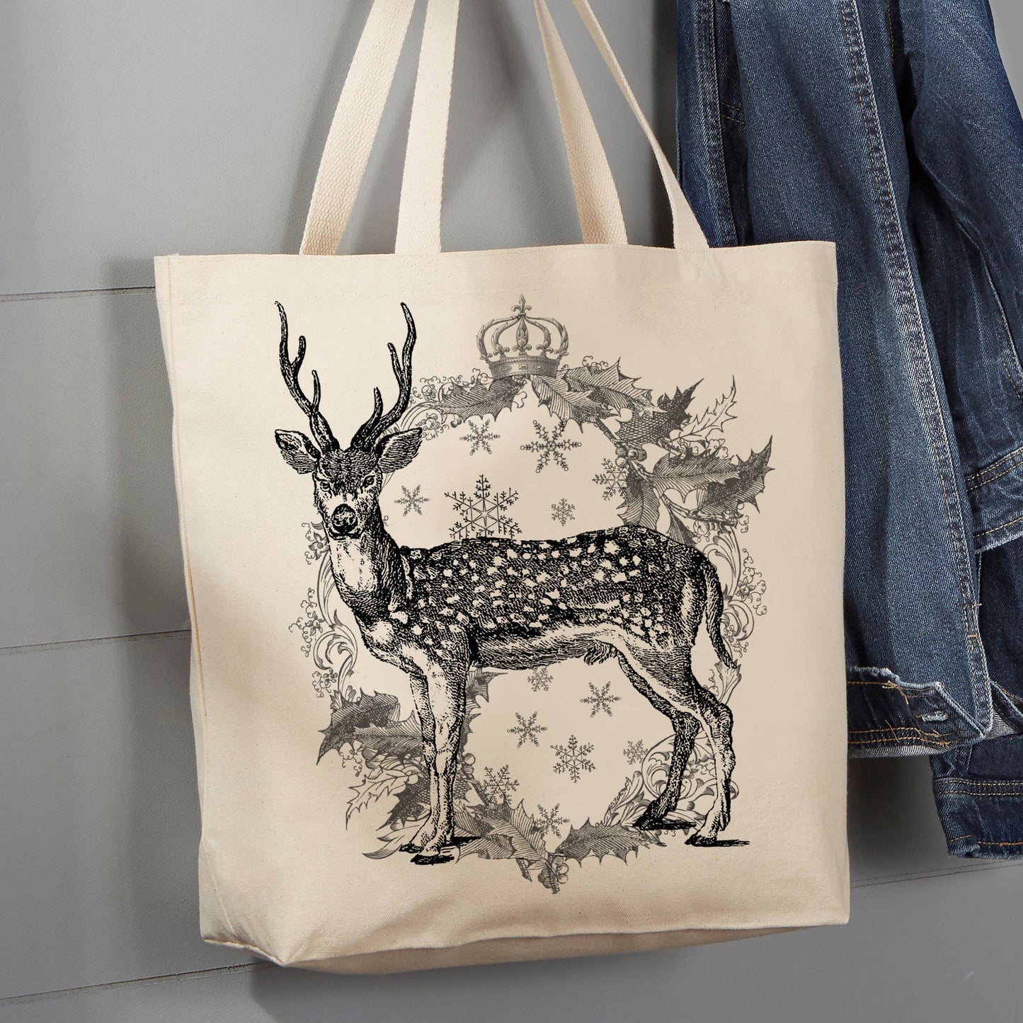 Deer Wreath Crown Fancy, 12 oz Tote Bag