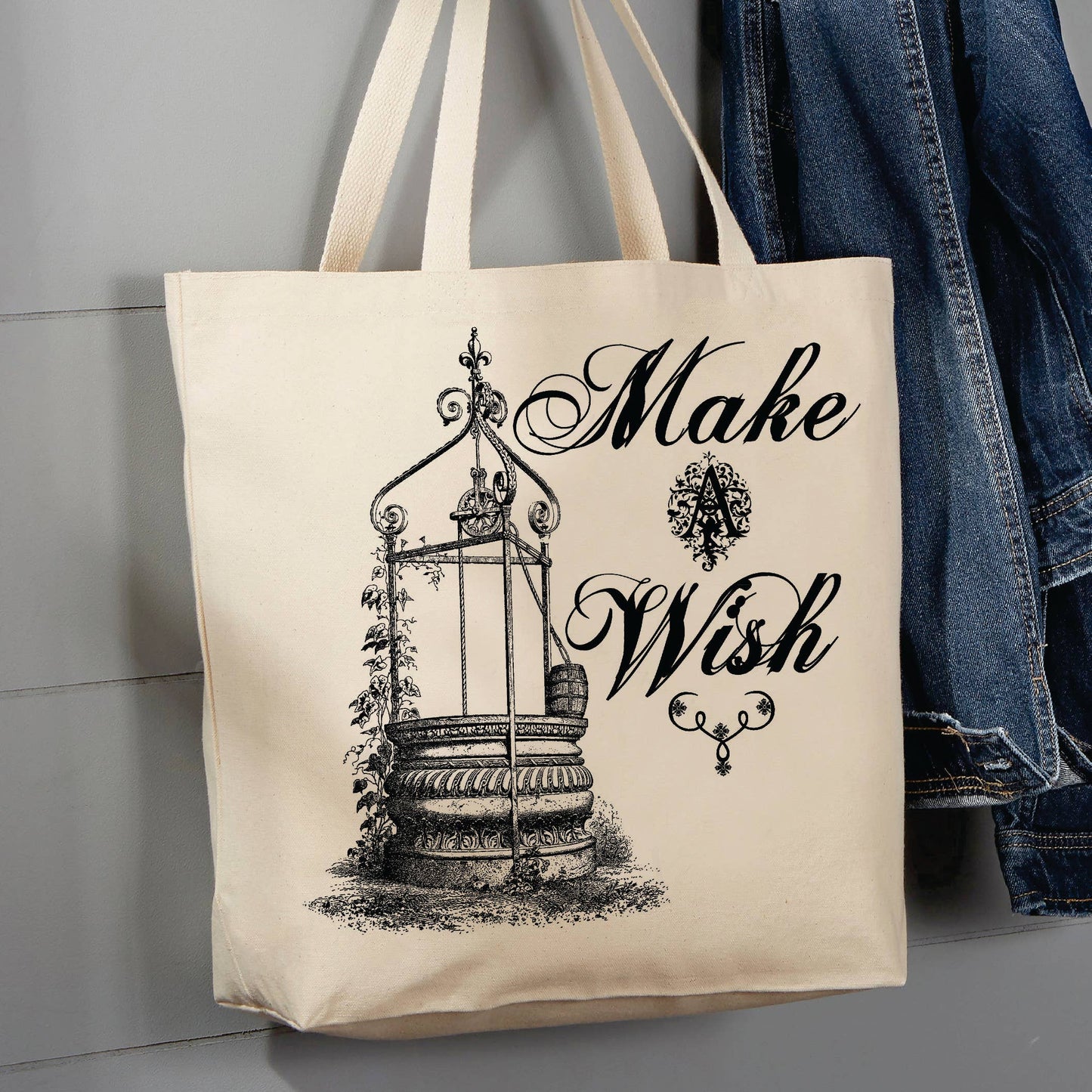 Make a Wish, Wishing Well, 12 oz Tote Bag
