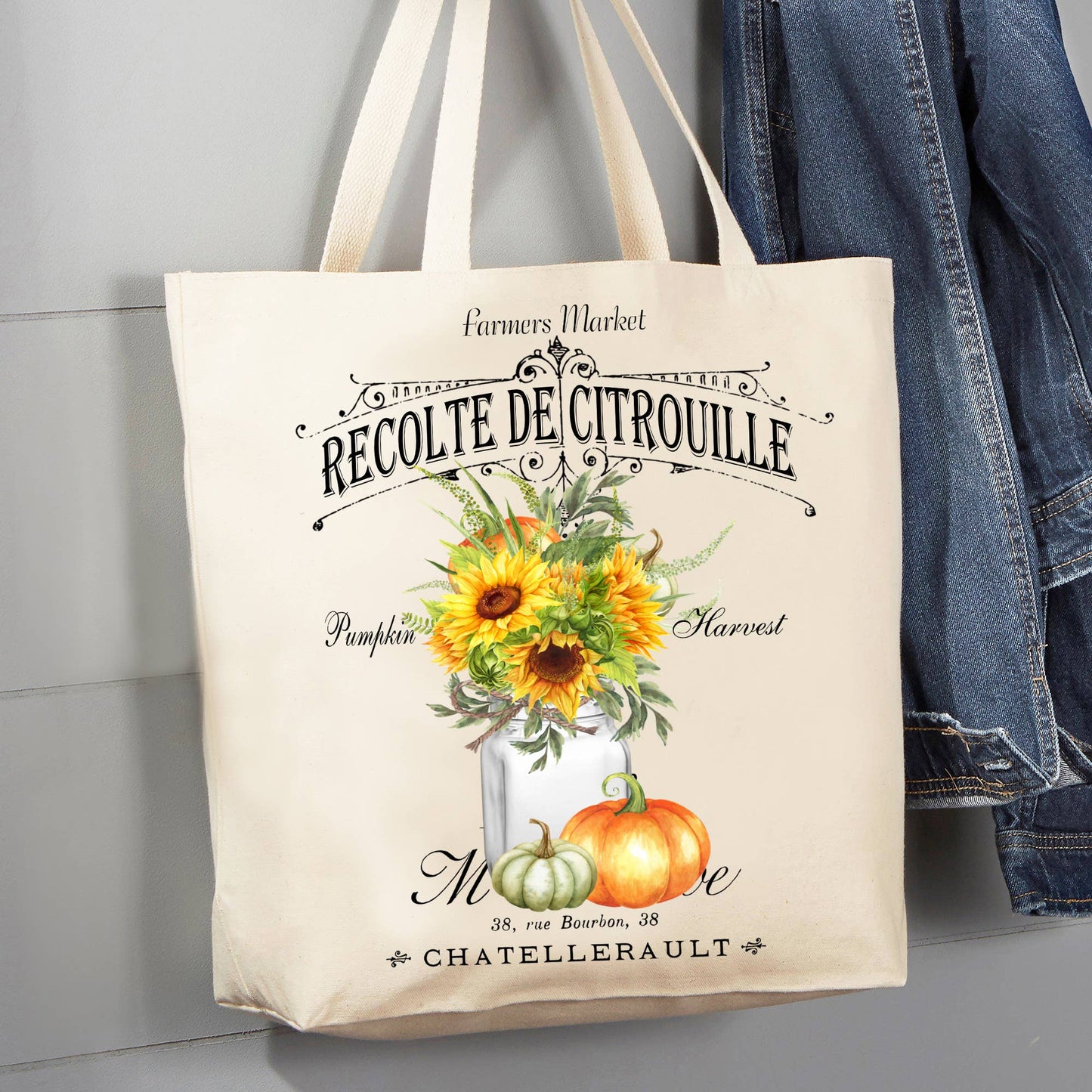 Pumpkin Harvest Autumn Paris France 12 oz Canvas Tote Bag
