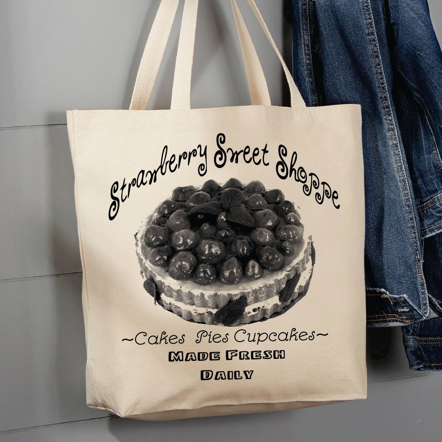Farmers Market, Strawberry Pie, 12 oz Tote Bag