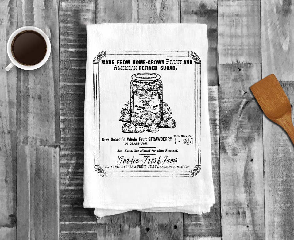 Country Farm, Home Made Strawberry Jam, Cotton Tea Towels