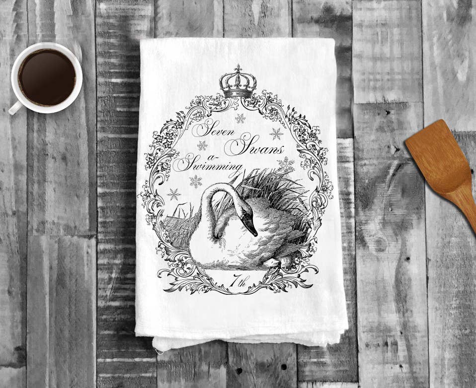 Seven Swans a Swimming Christmas, Cotton Tea Towels