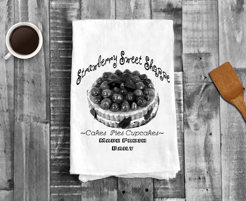 Farmers Market, Strawberries Pie,Cotton Tea Towels
