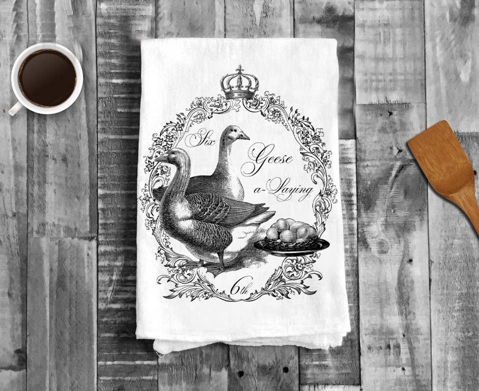 Six Geese A-Laying Christmas, Cotton Tea Towels