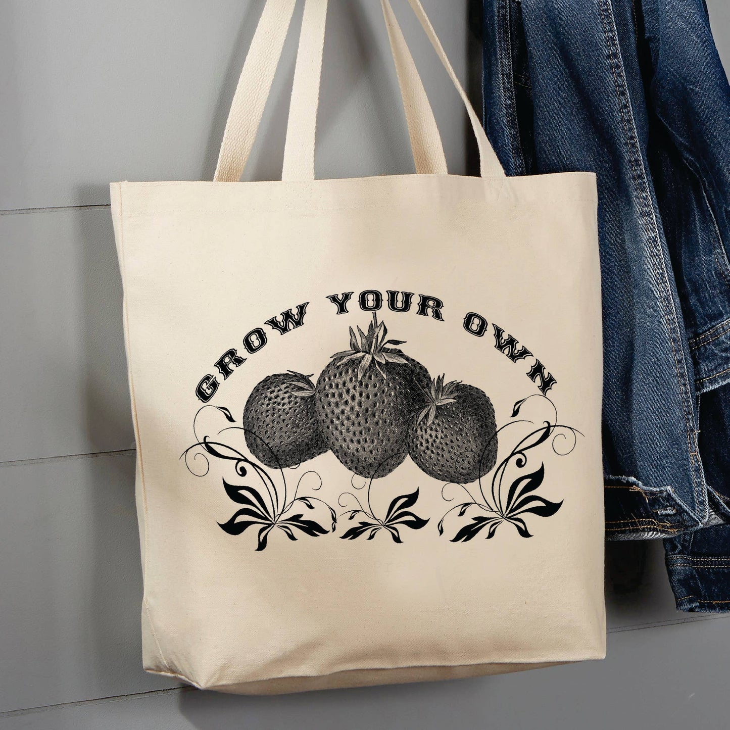 Country Farm, Strawberries, 12 oz Tote Bag