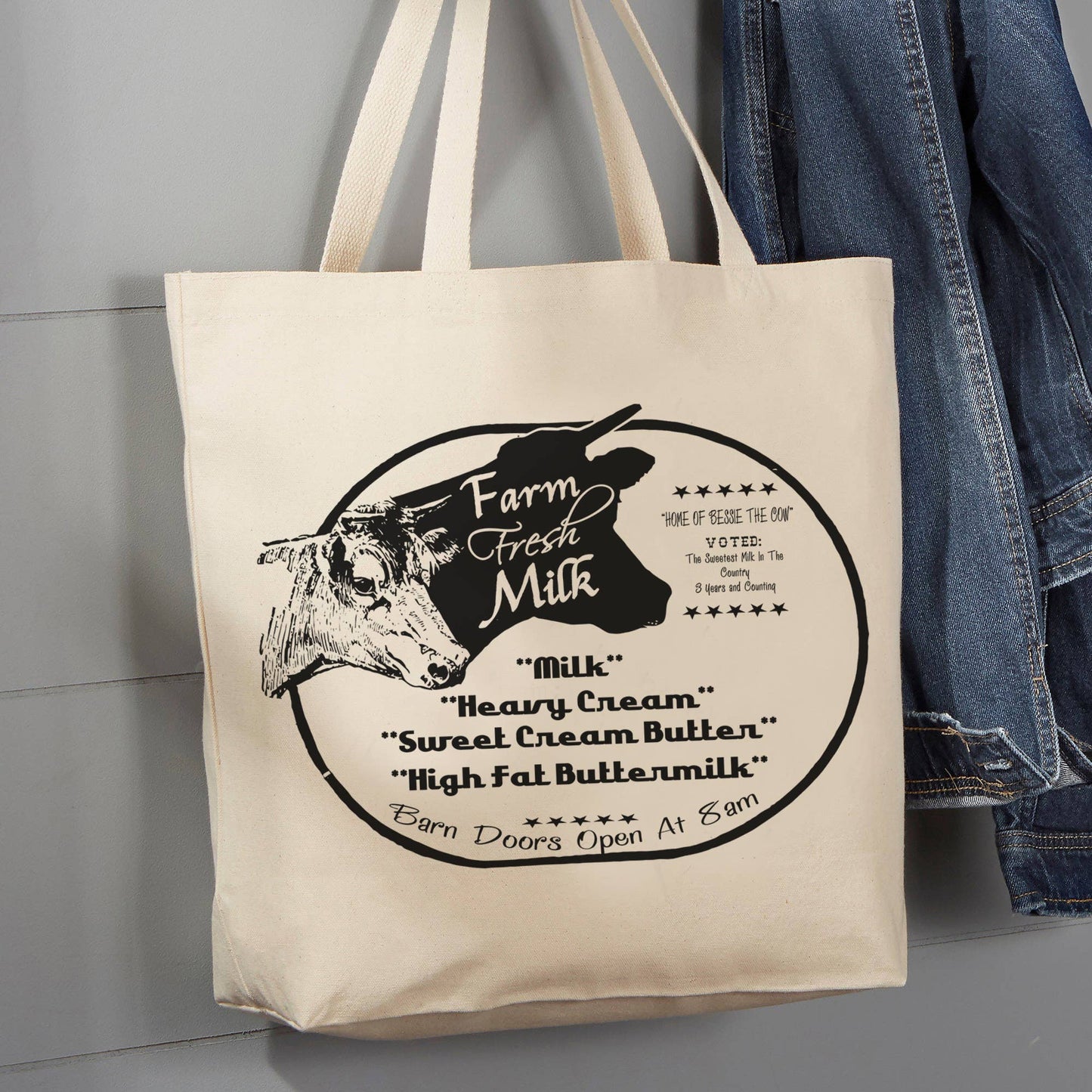 Country Farm, Fresh Milk, 12 oz Tote Bag