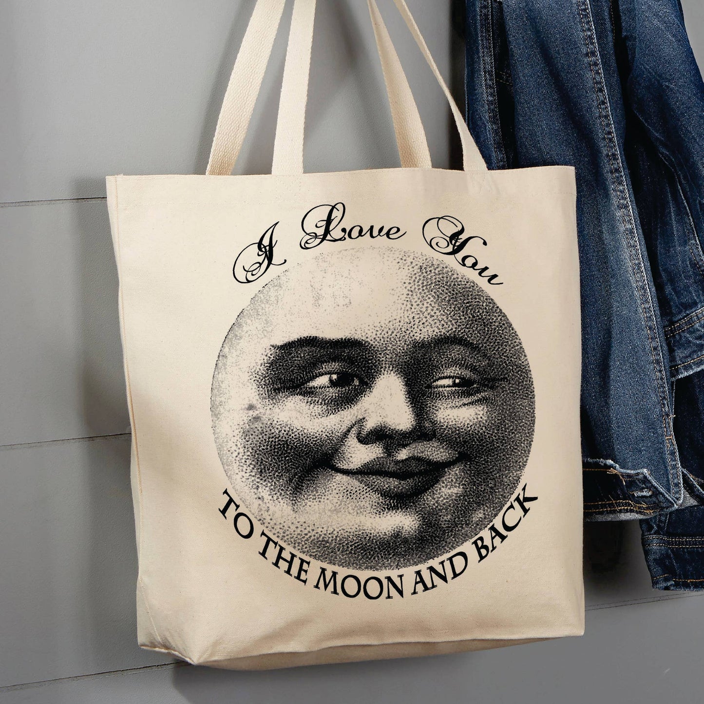 Love you to the Moon and Back, 12 oz Tote Bag