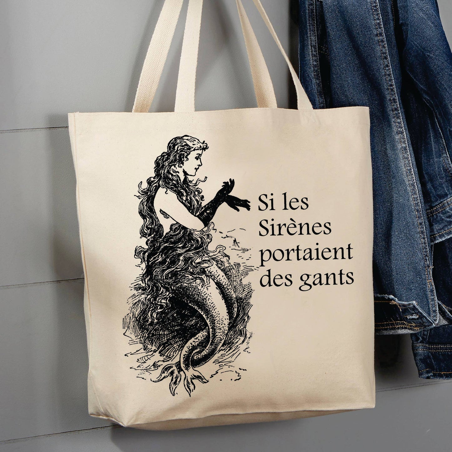 Vintage French, Mermaid, Si Les Sirenes, 12 oz Tote Bag