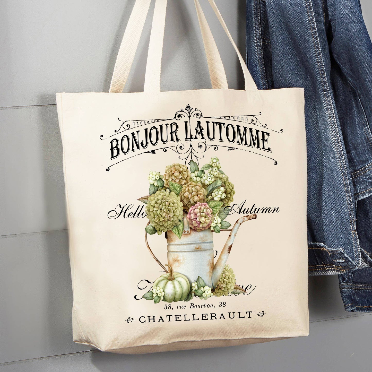 Hello Autumn Pumpkins Paris France 12 oz Canvas Tote Bag