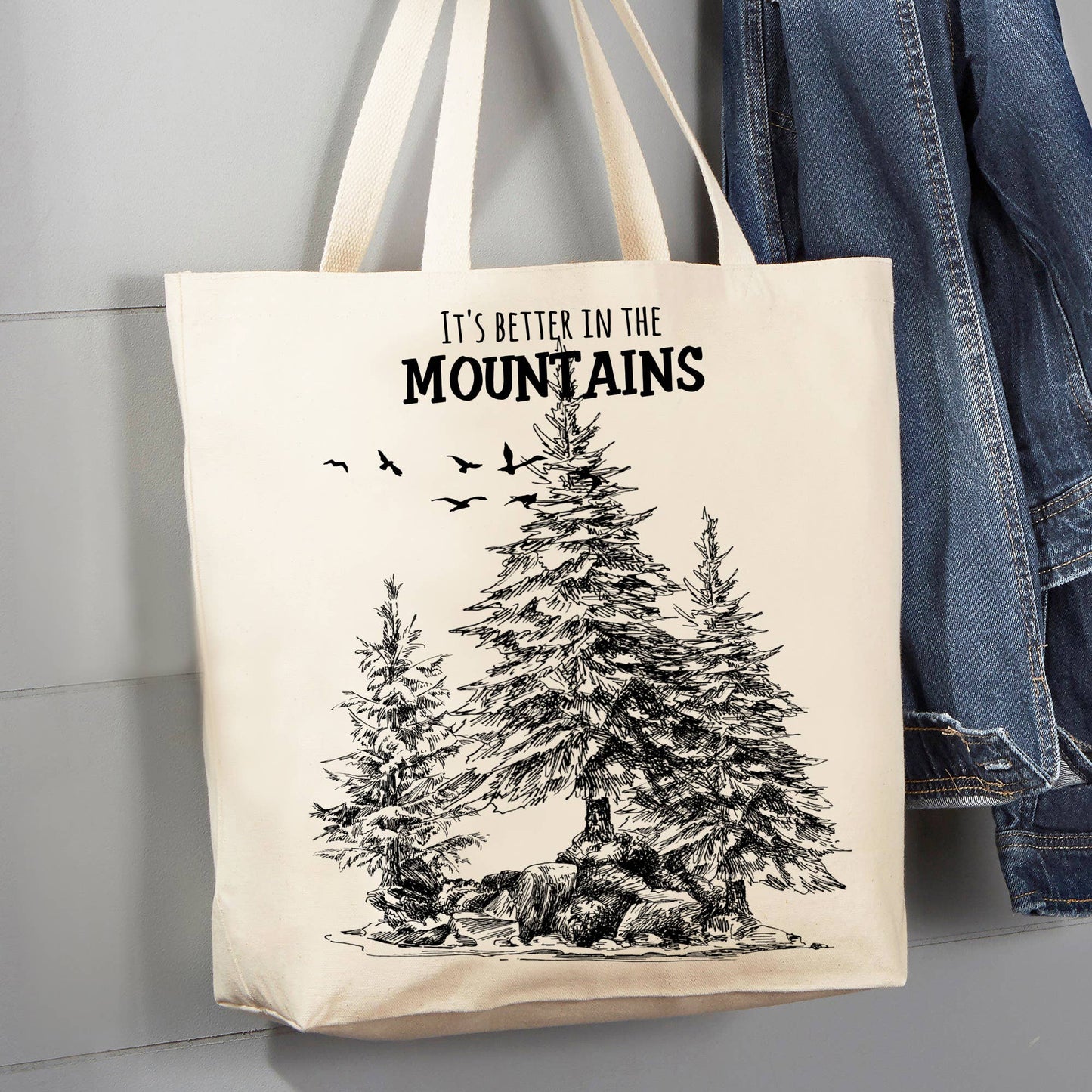 Its Better in the Mountains Camping 12 oz Canvas Tote Bag