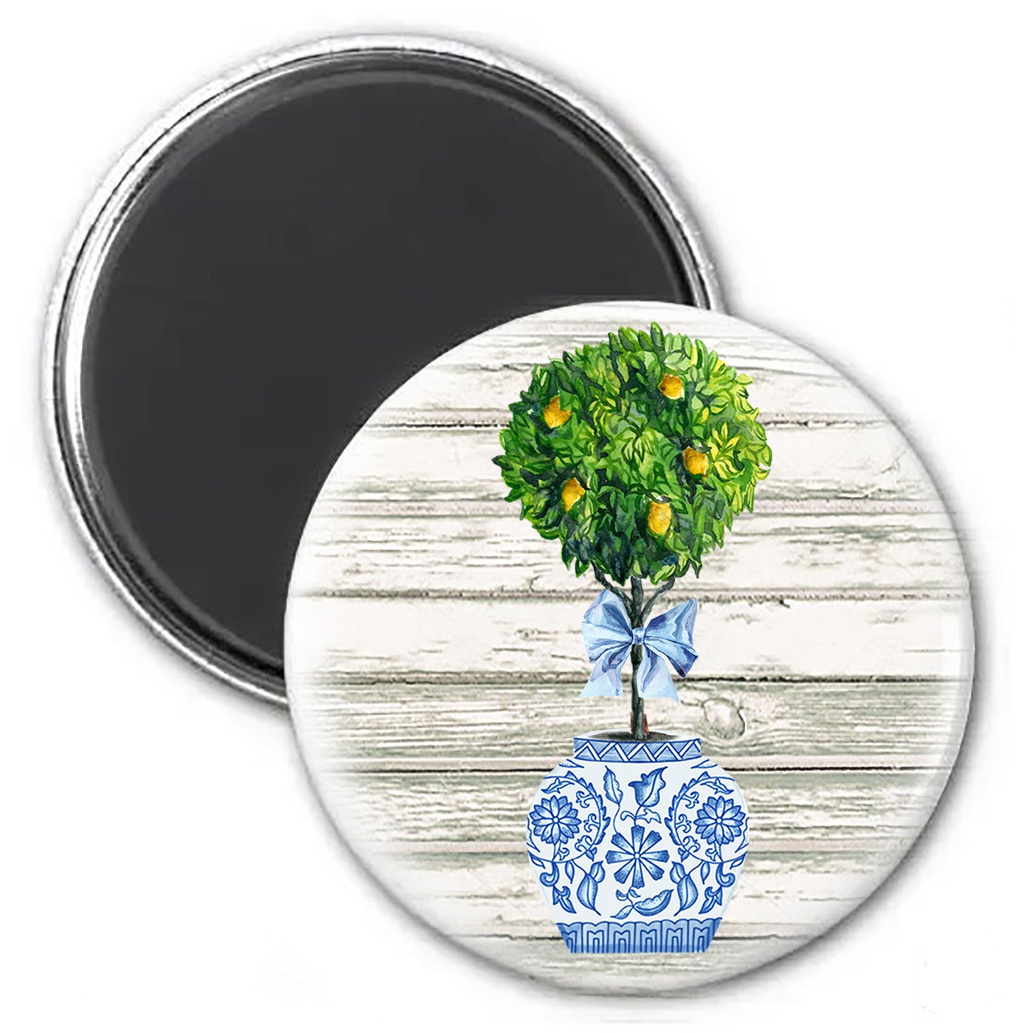 Blue & White Chinoiserie Topiaries Lemon Tree Magnet