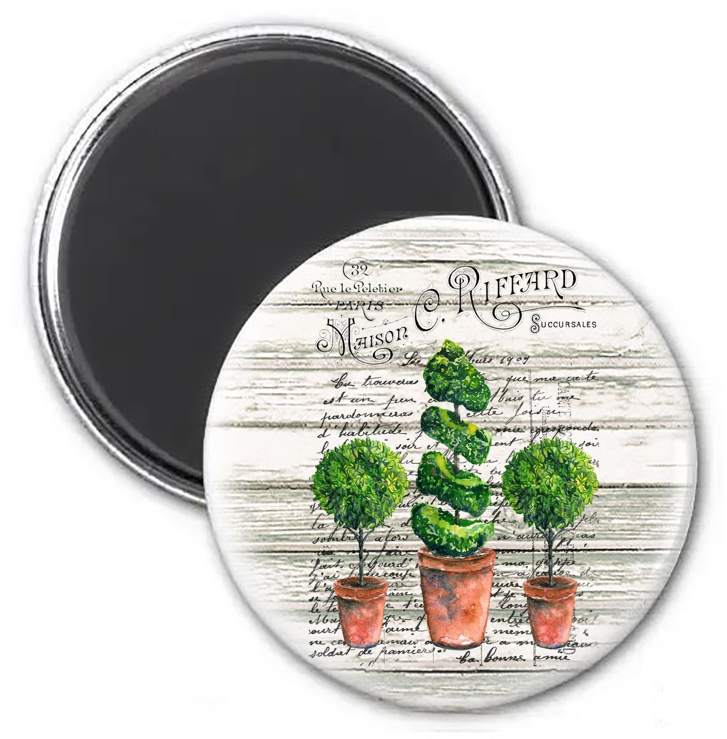 Vintage French Topiary Trees Magnet