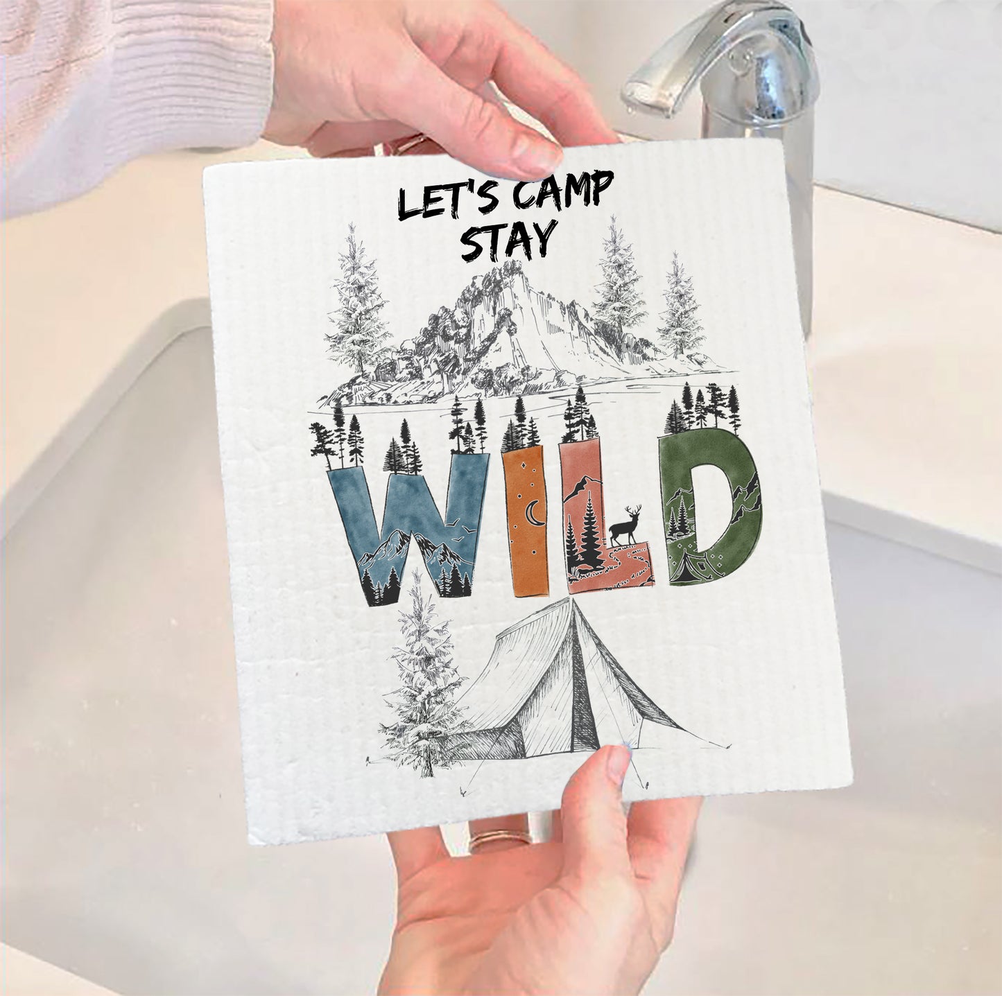 Let Camp Stay Wild Swedish Dish Cloth