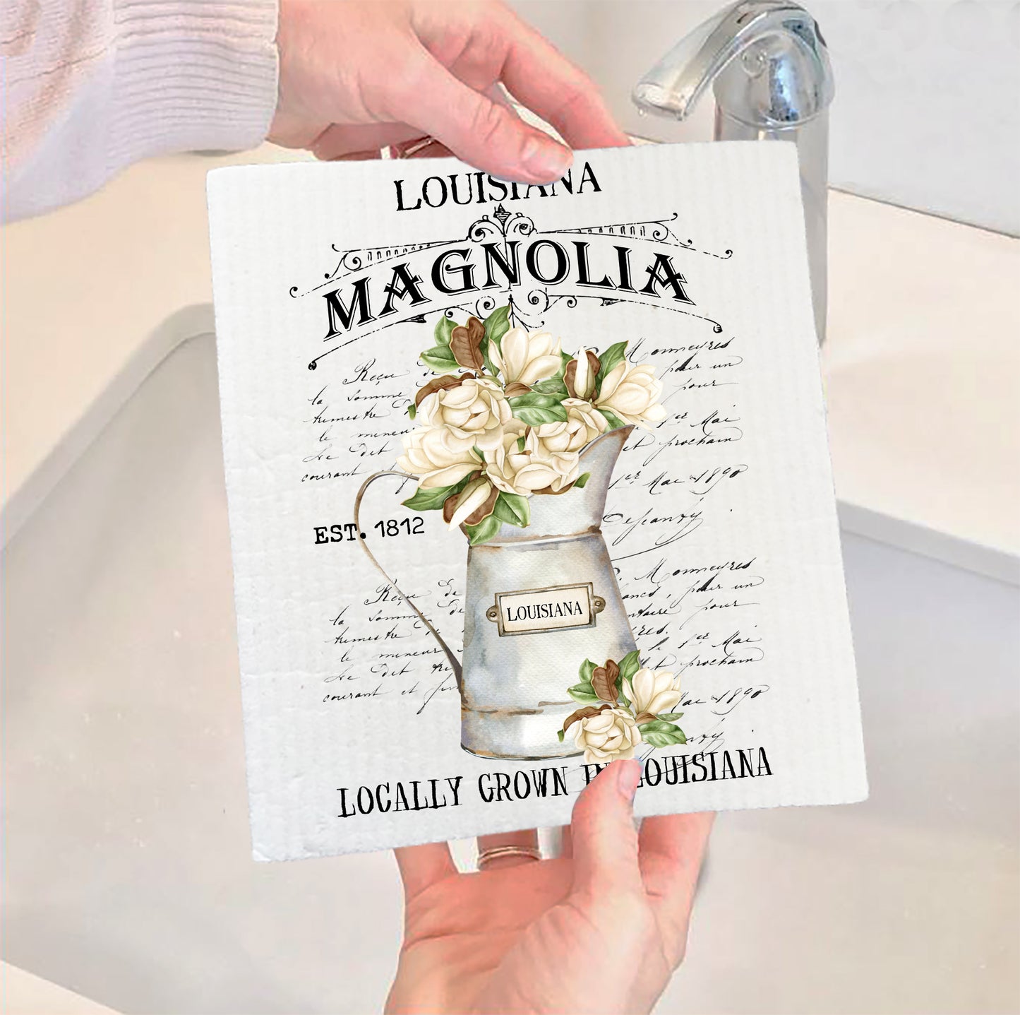 Louisana State Flower Magnolia Swedish Dish Cloth