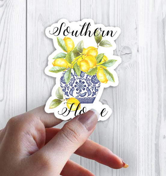 Blue & White Chinoiserie Ginger Jar Lemons Stickers Decals