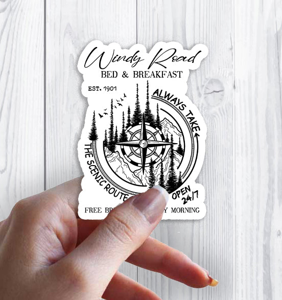 Windy Road Bed & Breakfast Always Take the Scenic Route Sticker Decal