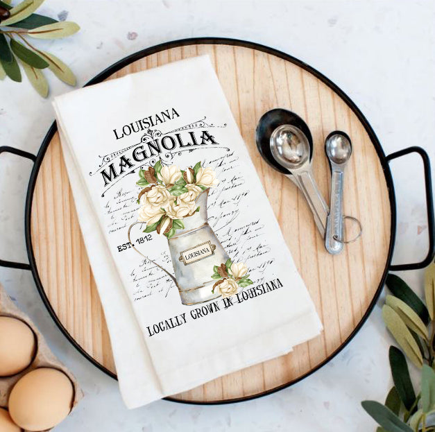 Louisana State Flower Magnolia Tea Towel