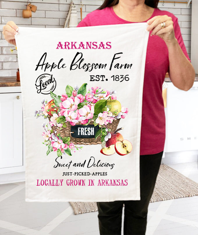 Arkansas State Flower Apple Blossom Souvenir Cotton Terry Towel
