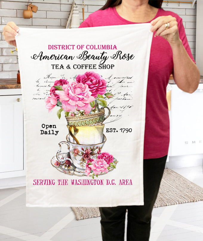 Washington DC State Flower American Beauty Souvenir Cotton Terry Towel