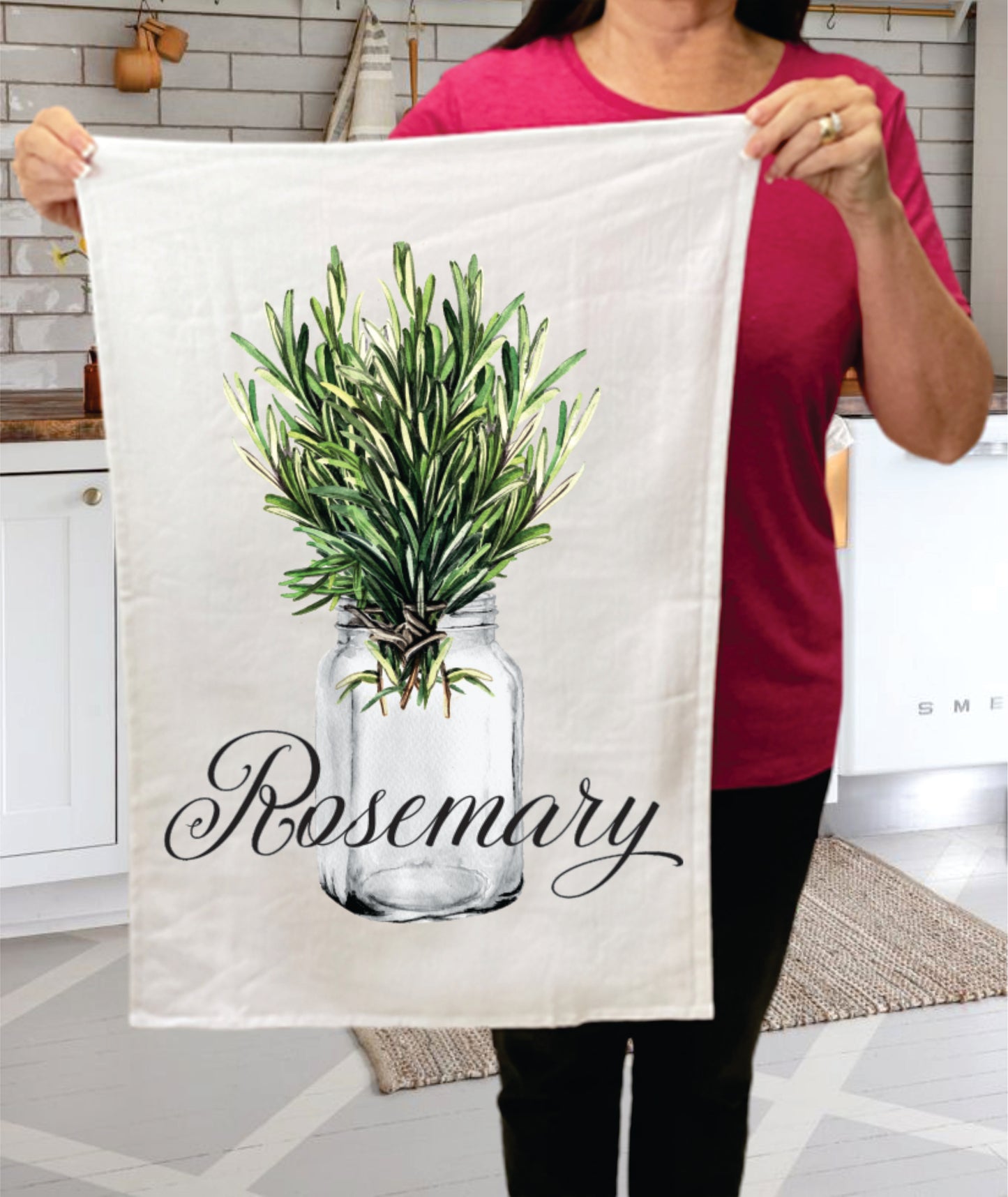 Farm Fresh Herbs Basil Kitchen Terry Towel